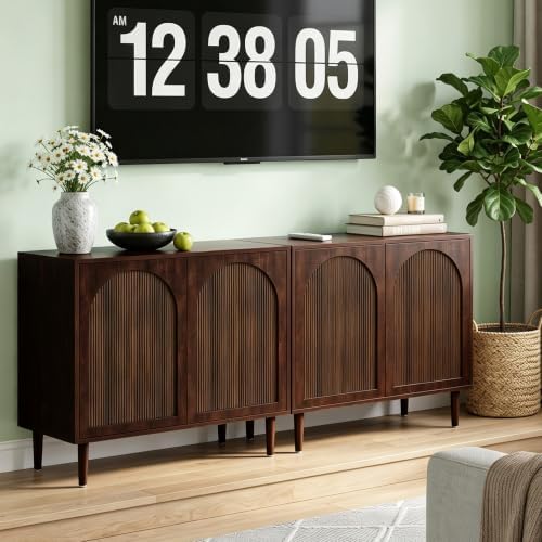 Bifins 31.5” Dark Walnut Sideboard Buffet Cabinet with Storage Set of 3
