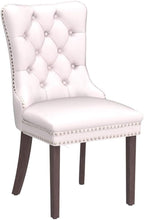 Beige Velvet Dining Chairs Set of 2, Upholstered Dining Room Chairs with Back Ring Pull Trim and Solid Wood Legs, Tufted Wingback Kitchen Chairs for Dining Room,Living Room,Kitchen(Beige)