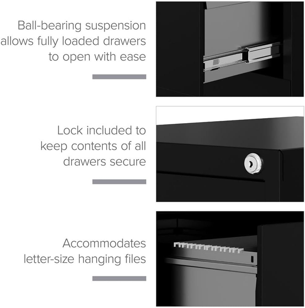 Pemberly Row 22" D Metal 4-Drawers Letter Width Vertical Filing Cabinet ...
