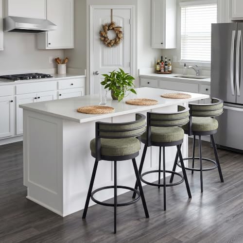 Flouki Swivel Counter Height Bar Stools Set of 2, Upholstered 26.6" Mode...