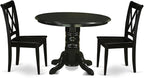 East West Furniture SHCL3-BLK-W 3 Piece Dining Table Set for Small Spaces Contains a Round Kitchen Table with Pedestal and 2 Dining Room Chairs, 42x42 Inch, Black