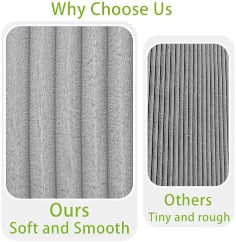 THSUPER 122-Inch Oversized U Shaped Plush Corduroy Fluffy Sectional Sleeper S...