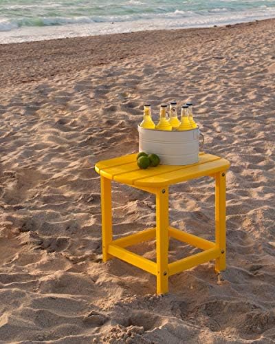 POLYWOOD SBT18TE South Beach 18" Outdoor Side Table, Teak