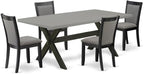 East West Furniture X697MZ650-5 5 Piece Dining Table Set for 4 Includes a Rectangle Kitchen Table with X-Legs and 4 Dark Gotham Grey Linen Fabric Parsons Chairs, 40x72 Inch, Multi-Color