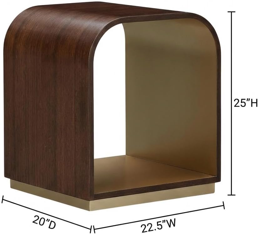 Michael Amini Houston Brown Walnut End Table Solid and Manufactured Wood Birc...