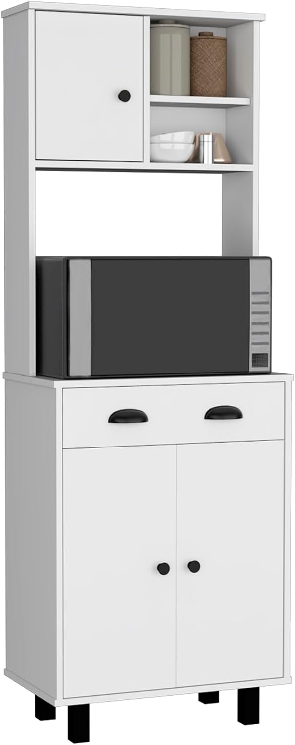 67 Inch High Kitchen Pantry with Two Cabinets, Two Shelves, and One Drawer | ...