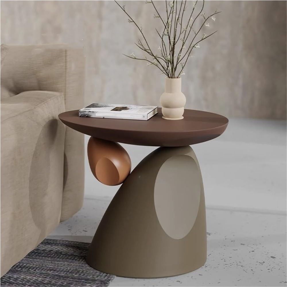 Resin Side Table, Stone Side Table Decoration, Small Bedside Table, Multifunc...