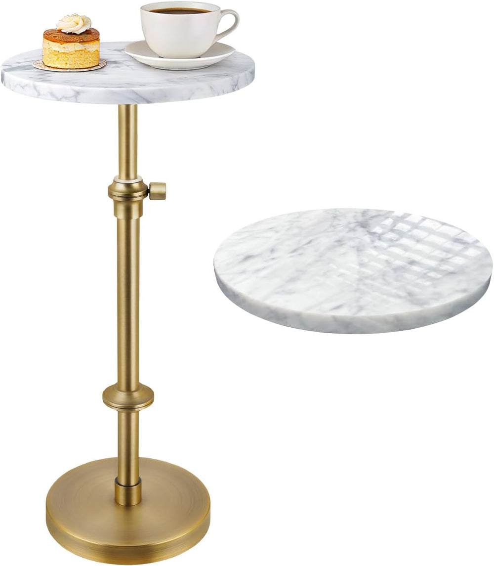 MILPROX Adjustable Height Natural Marble Drink Table,11 x 11 x 22-30 Inch | A...