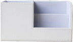 KINGFOM Desk Organizer Office Supplies Caddy Pu Leather Multi-function Storage Box Pen/Pencil,Cell phone, Business Name Cards Remote Control Holder White