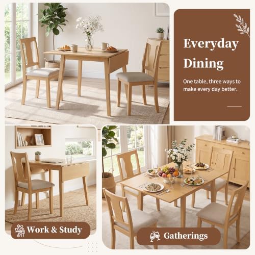 P PURLOVE 3 Piece Kitchen Dining Set, Wood Dining Table Set, Natural+Beige