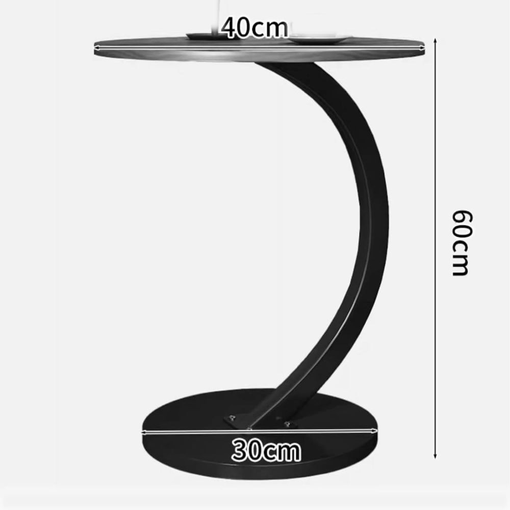 C Shaped Side Tables for Small Spaces Under Sofa End Table for Couch Wood Tab...