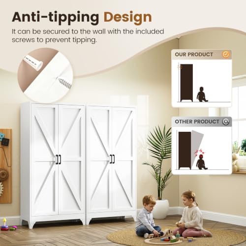 Yizosh Metal Storage Cabinet with Doors and 4 Adjustable Shelves - 75" W...