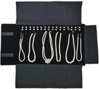 Velet Travel Jewelry Case Roll Bag Organizer for Necklace Bracelet Black Gray Velvet (Black Velvet)