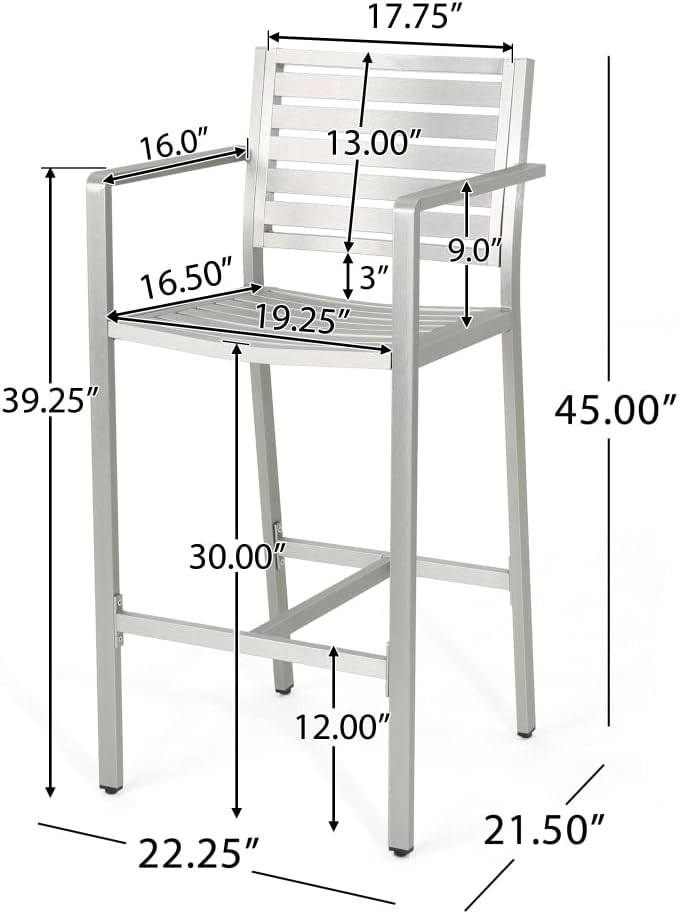 Saiveina Outdoor 29.50" Barstools with Rust-Proof Aluminum Frame, Set of...