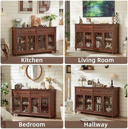 Joaxswe Farmhouse Sideboard Buffet Cabinet with Storage,59" Large Creden...