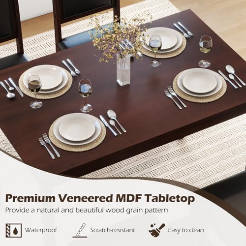 GIANTEX 5-Piece Dining Table Set for 4, Wooden Kitchen Table and Chairs with ...