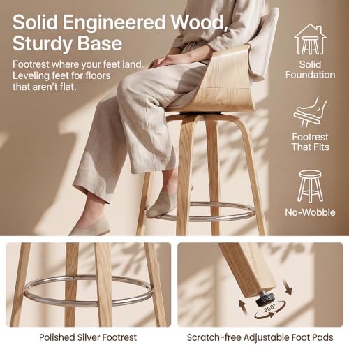 26'' Modern Barrel Swivel Counter Stools Counter Height Swivel Bar St...