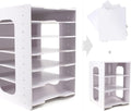 SONGWAY File Organizer for Desk - 7 Tier Document Holder with Removable Shelves, Letter Mail Rack, File Sorter Organizer, A4 Paper Storage Holder, Desktop Organizer for Home Office School, White