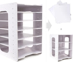 SONGWAY File Organizer for Desk - 7 Tier Document Holder with Removable Shelves, Letter Mail Rack, File Sorter Organizer, A4 Paper Storage Holder, Desktop Organizer for Home Office School, White
