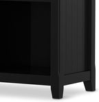 SIMPLIHOME Acadian Console Table - 57 Inch Wide Solid Wood 8-Cube Storage Sofa Table in Black, Transitional Storage Unit for Living Room or Bedroom with Grooved Side Panels and Tapered Legs