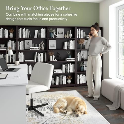 Bush Home Tall 5 Shelf Bookcase, Large Open Bookshelf, Sturdy Display Cabinet...