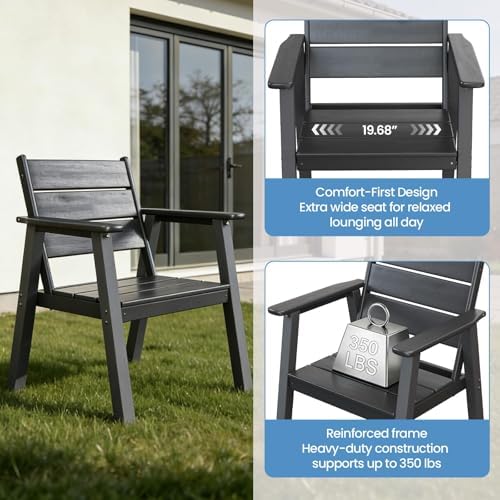 HDPE Outdoor Dining Table and Chairs, 7-Piece Patio Table and Chairs Set, Out...