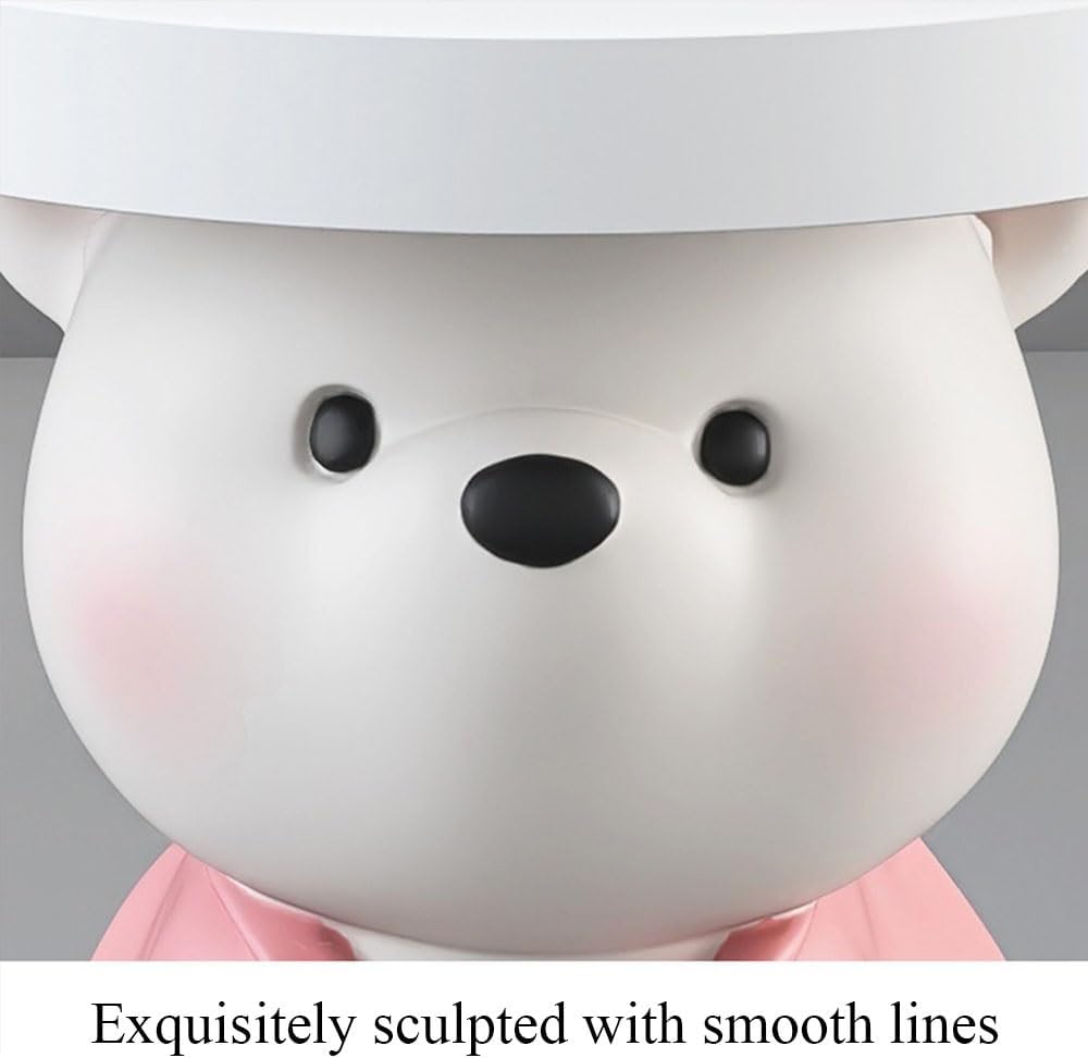 Bear Statue Side Table, Modern and Simple Resin Bedside Table, Small Accent B...