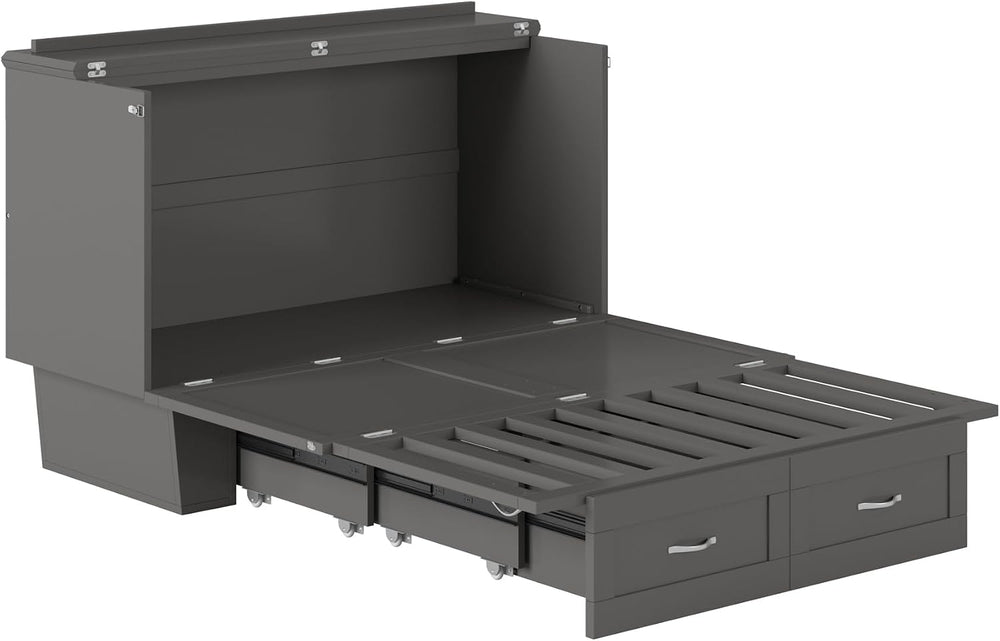 AFI, Monroe Full Murphy Bed Chest with 6" Mattress & Drawer, Grey