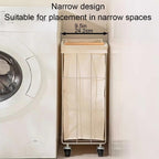 Rolling Laundry Cart with Baskets, Stainless Steel Hamper with Wheels, Slim Laundry Basket Organizer, Foldable Rolling Hamper for Bathroom and Living Room