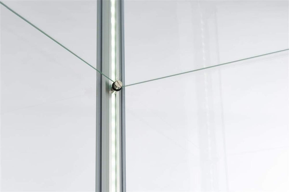 Displays2go Locking Glass Display Case, Illuminated, Silver