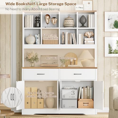 TEENFON Bookshelf and Bookcase, 5 Tier Floor Standing Bookshelves, Large Book...
