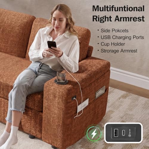 Vipbear 130" Modular Sectional Sleeper Sofa with Pull Out Bed, 9 Seat Ch...
