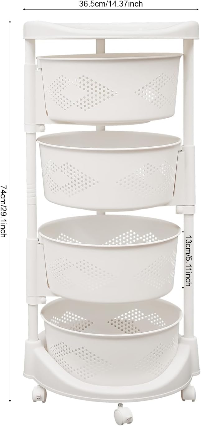 Rotating Storages Rack with Wheels, Multi-Layer Adjustable Height Storage She...