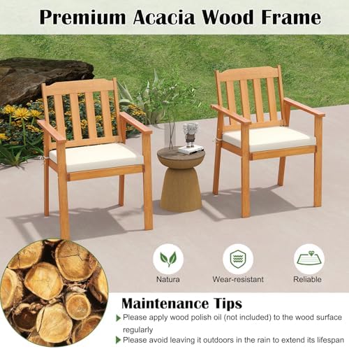 Tangkula 6 Pieces Patio Dining Table Set, 63” Rectangle Acacia Wood Table wit...
