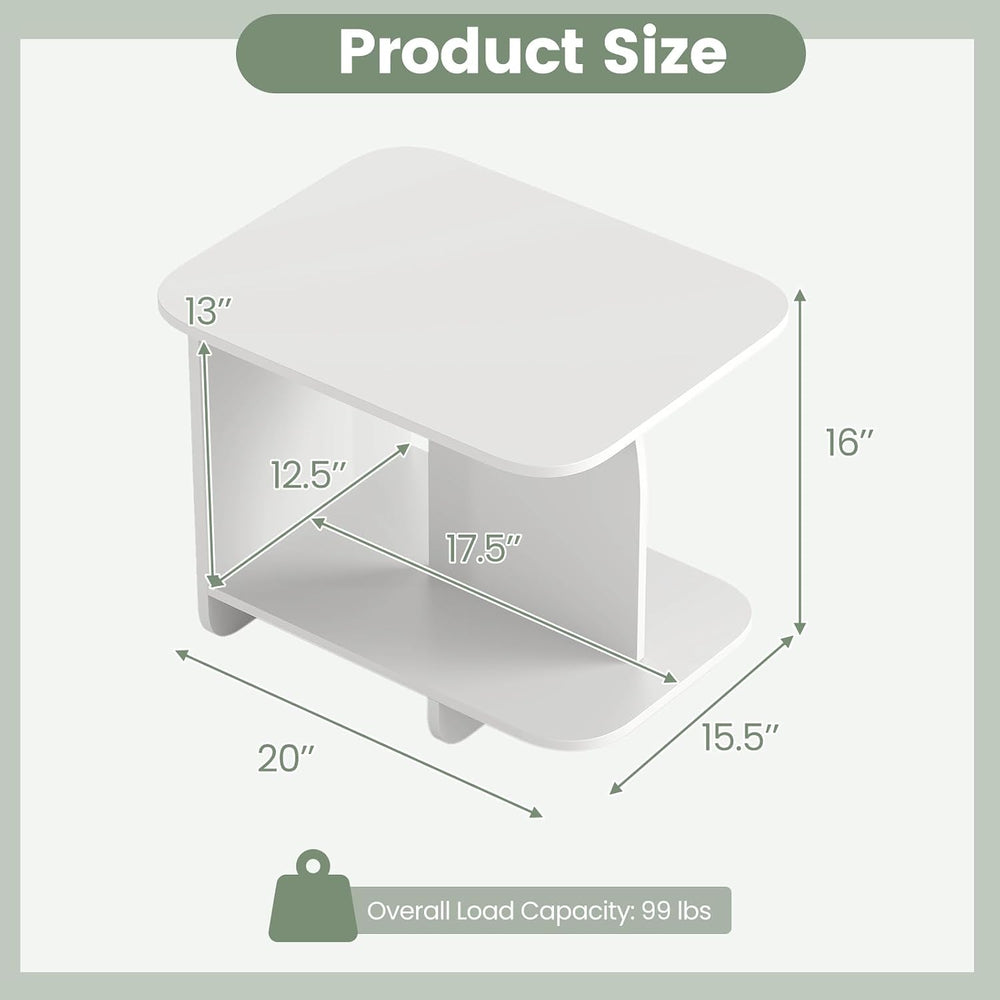 Giantex 2-Tier End Table, Modern Sofa Side Table with Open Storage Shelf, Woo...