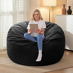 4FT Adult Bean Bag Chair, 4'Comfy Bean Bags, Large BeanBag Chairs | Bean Bag Chairs for Adults with Memory Foam Filled, Washable Cover,Lazy Sofa for Gamming Room,Living Room & Bedroom,Black