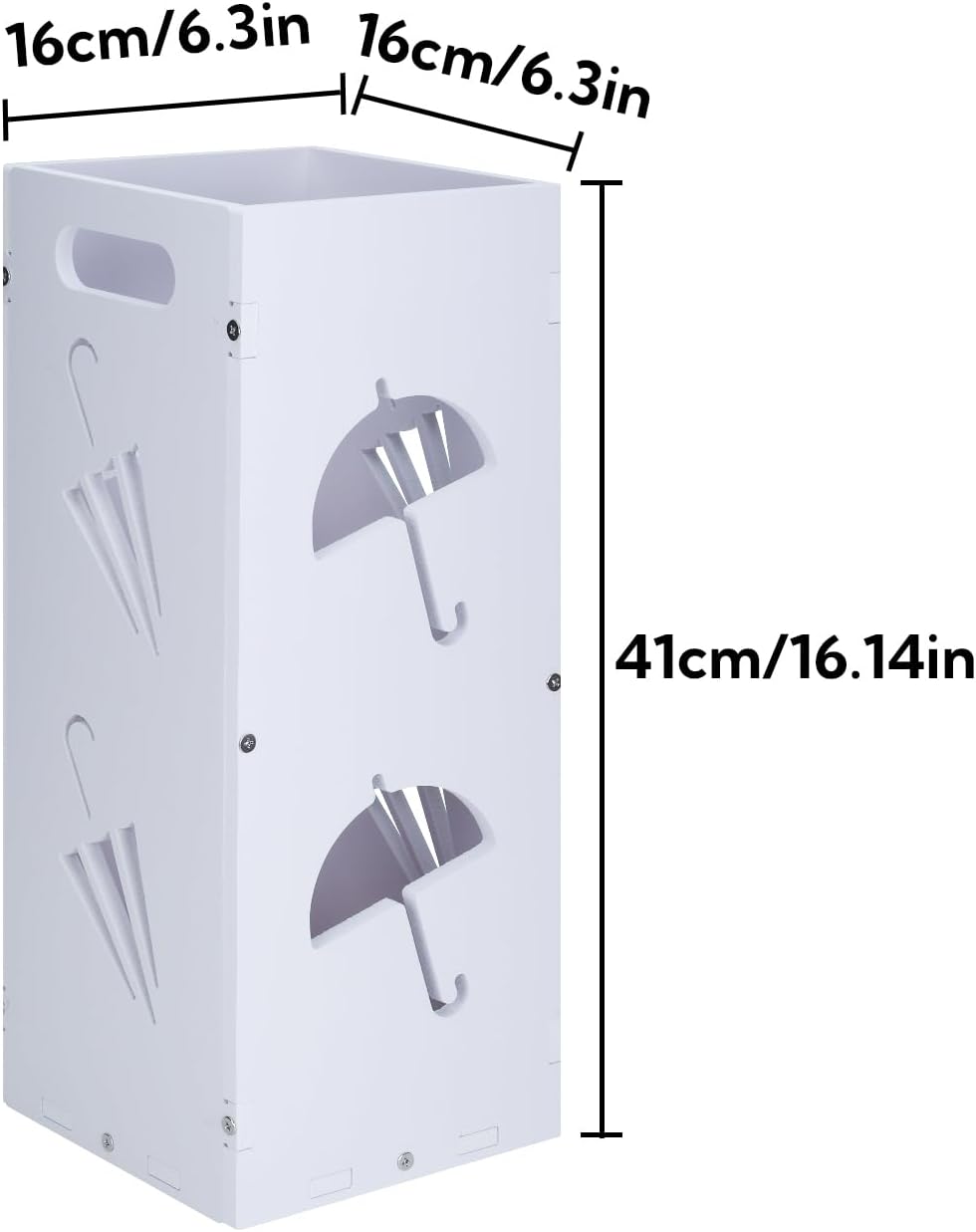 White Square Umbrella Organizer, Umbrella Stand for Entryway, Storage Bin Freestanding for Home, Office, Hotel