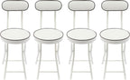 LOYALHEARTDY 4 Pcs Folding Stool, 18.9 in Cushioned Padded Folding Stool Portable Bar Stool with Back for Camping Kitchen Home Office (White)