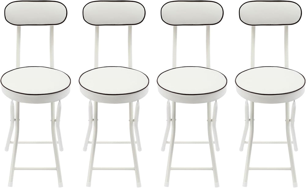 4Pcs Folding Stool with Back Cushioned Padded Folding Stool Portable Bar Stoo...