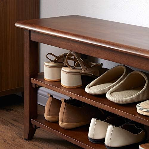 XKZG Shoe Rack Bench Wooden Shoe Storage Bench Entryway Bench, Brown, 39.4&qu...