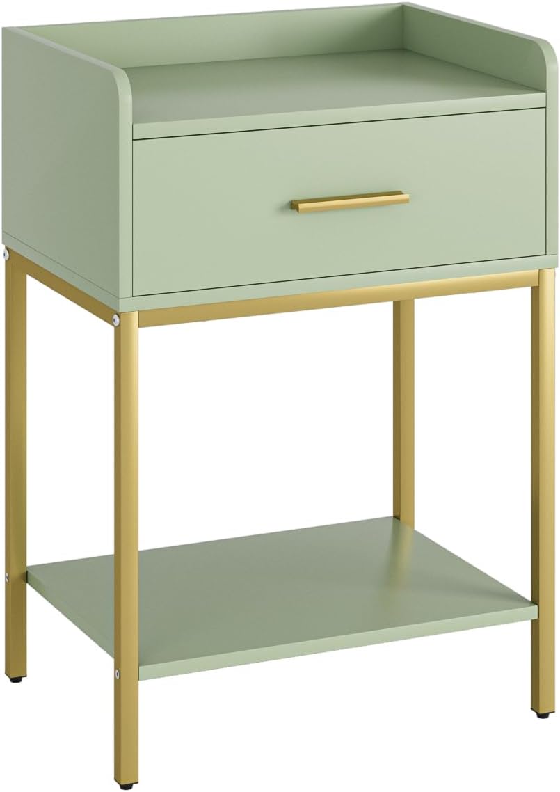 Nightstand,Modern Bedside Table Night Stand with Storage Drawer and Open Shel...