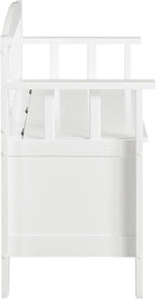 OSP Home Furnishings Metro Mission Style Wood Entry Way Bench with Storage, Sierra Snow White Finish