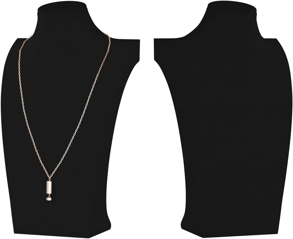 Necklace Bust Display Stand, Necklace Holder, Pendant Chain Necklace Organizer for Women (Black Velvet, S 2PCS)