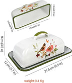 Enameled Farmhouse Vintage Butter Dish with Lid, 7.5 Inch Durable Kitchen Food Storage Container Rust-Resistant Refrigerator Safe,Vintage Decorative Design Kitchenware for Countertop