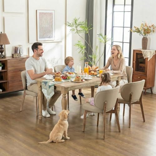 YOUNIKE Dining Chairs Set of 6 Modern Kitchen Dining Room Chairs Khaki