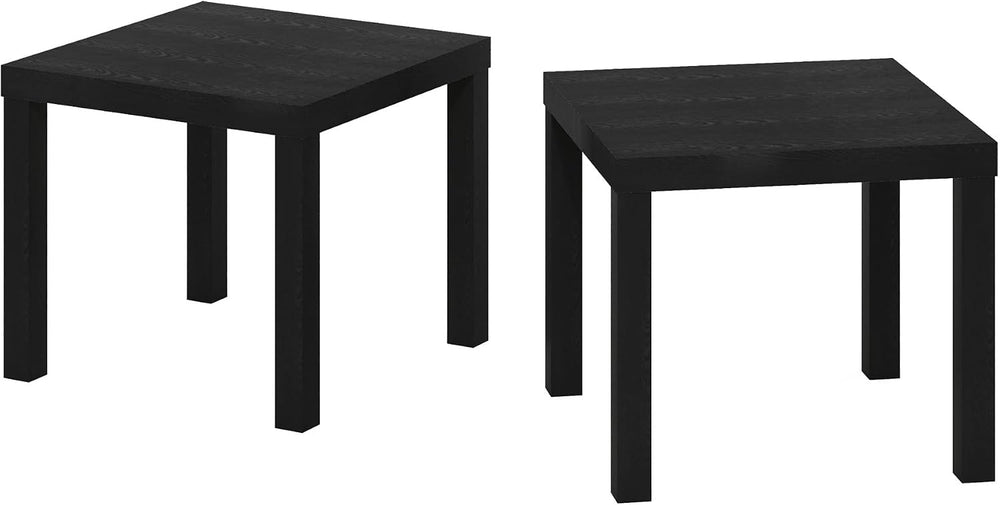Furinno Classic Homey Square Parsons Side End Table, Set of 2, Black