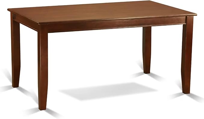 East West Furniture DUCL6-MAH-C 6 Piece Kitchen Table & Chairs Set Contains a Rectangle Dining Room Table and 4 Linen Fabric Dining Chairs with a Bench, 36x60 Inch, Mahogany