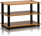 Furinno Turn-S-Tube 3-Tier Shoe Rack, Light Cherry/Black