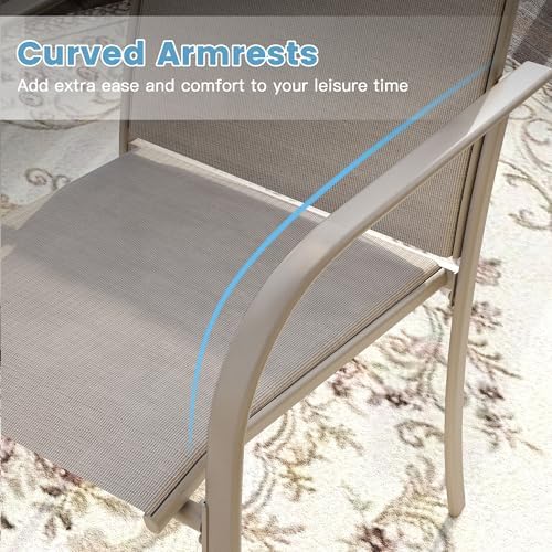 DIFY 7 Pieces Outdoor Patio Dining Set for 6, 47.2" Sandshell Round Dini...