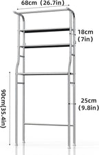 Over The Washer and Dryer Storage Shelf, 3 Tier Laundry Room Metal Drying Rack with Towels Hangers, Space Saver Organizer for Hanging Clothes and Towels (Stainless Steel RA1)